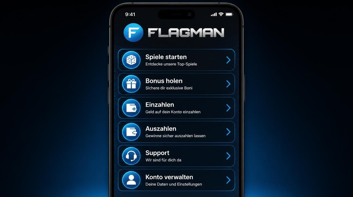 Bild zeigt ein Smartphone mit Menüfunktionen der Casino-App und Icons