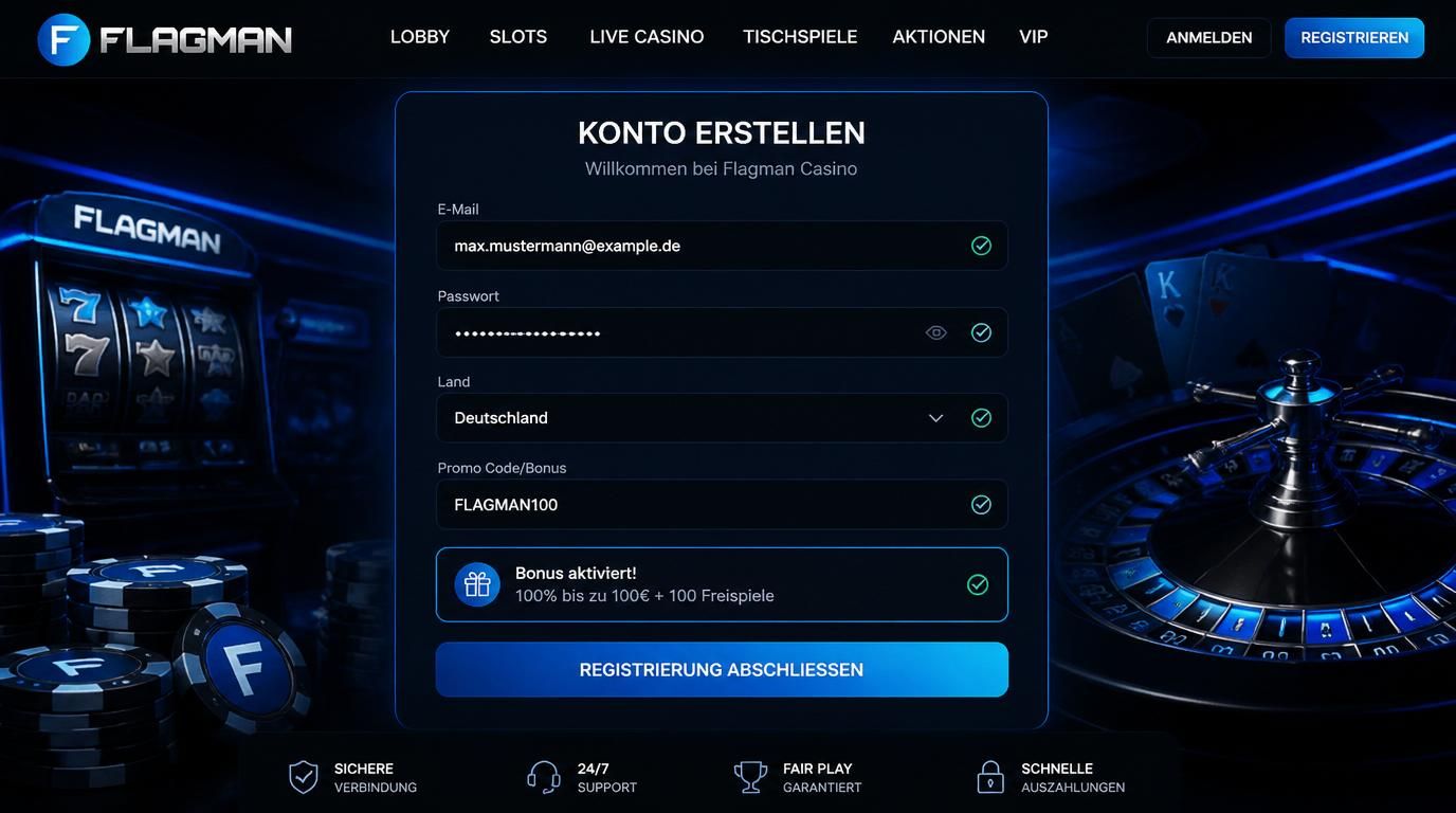 Ein Formular, bei dem der Bonuscode hervorgehoben ist und Deutschland als Land gewÀhlt wurde